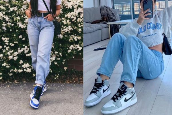 Mix giày jordan cổ cao cá tính với quần jeans