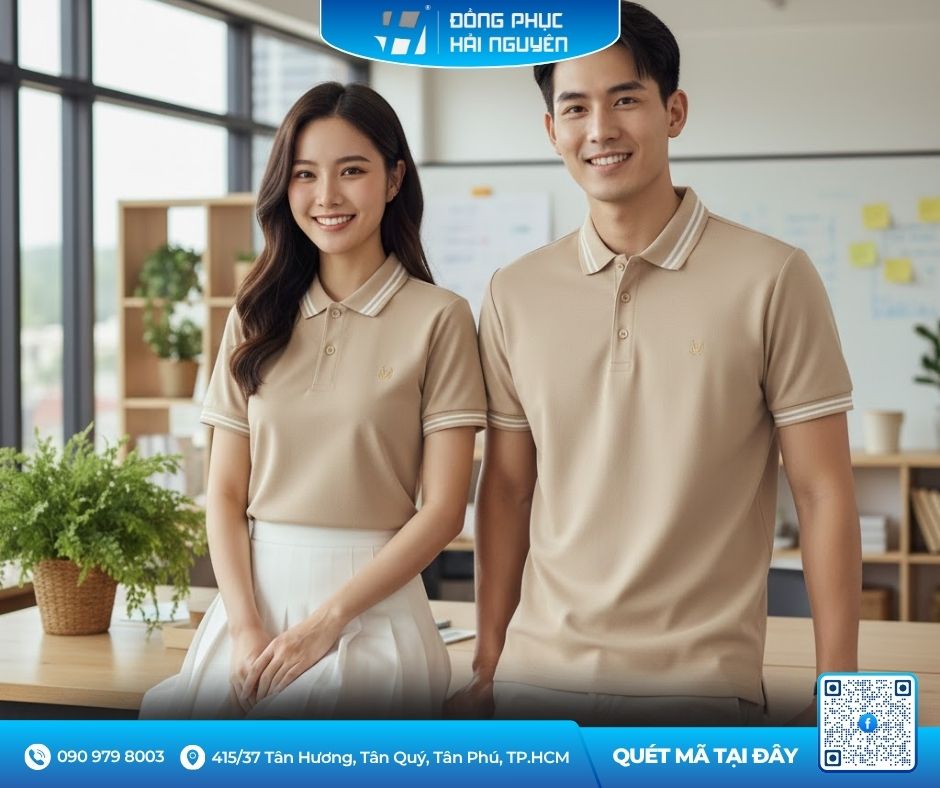 Áo polo nam nữ màu be