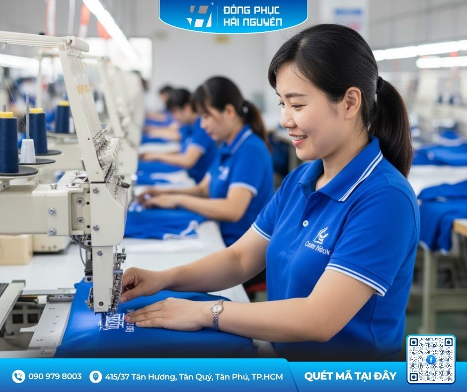 Kỹ thuật in thêu tại xưởng may rất hiện đại và uy tín