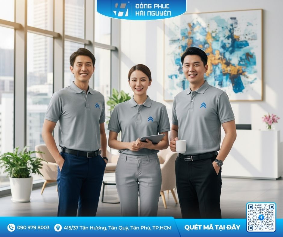 Áo polo đồng phục công ty màu xám